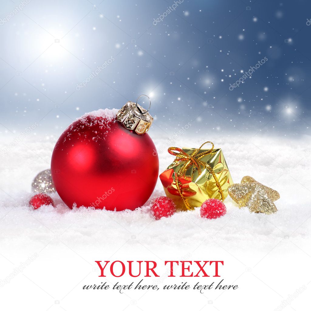 Christmas border background with red ornament