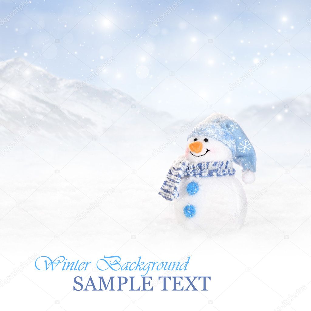 Winter background with snowman