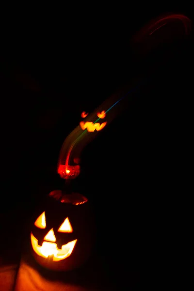 Abóbora Halloween Com Vela — Fotografia de Stock