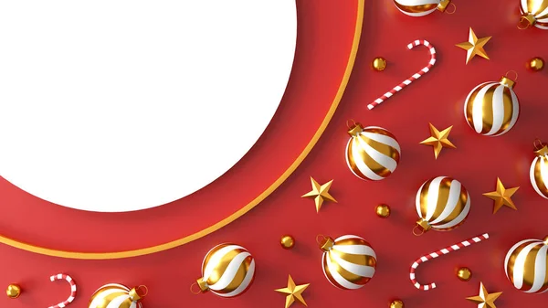 Kerstmis Gelukkig Nieuwjaar Decoraties Met Een Gouden Zilveren Bal Gouden — Stockfoto