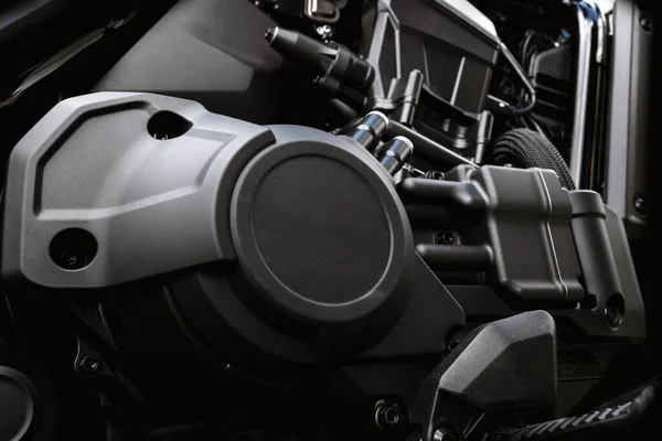 Nahaufnahme Detail Des Motorradmotors Bigbike Sportfahrrad — Stockfoto
