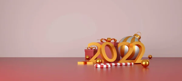 Καλά Χριστούγεννα Και Νέο Έτος 2022 Παρουσιάζει Έννοια Κόκκινα Κουτιά — Φωτογραφία Αρχείου