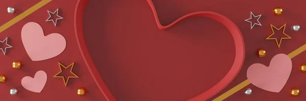 Wesołych Walentynek Pudełko Prezentów Kształcie Serca Czerwonym Tle Miejsce Tekst — Zdjęcie stockowe