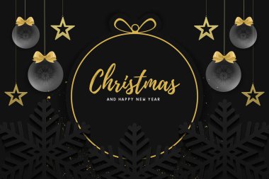 Noel ve yeni yıl arkaplanı, şenlikli dekorasyon ve fotokopi alanı ile birlikte. vektör illüstrasyonu