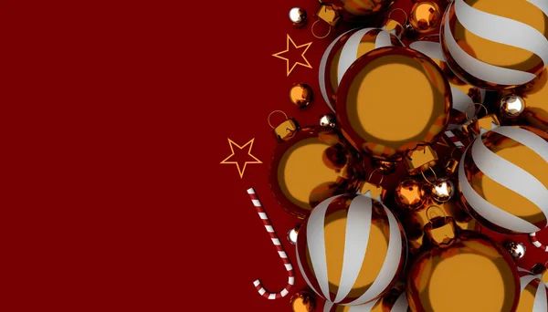 Vrolijk Kerstfeest Nieuwjaar 2022 Presenteert Concept Gouden Bal Gouden Ster — Stockfoto