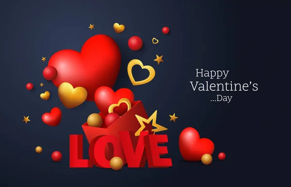 Happy Valentine Day Banner Design Vector Illustration — Stock Vector