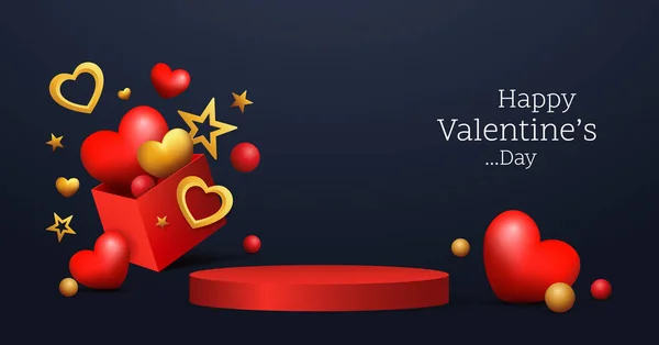 Concepto Del Día San Valentín Feliz Escena Mínima Con Formas — Vector de stock