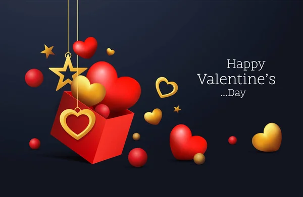 Felice Giorno San Valentino Banner Design Illustrazione Vettoriale — Vettoriale Stock