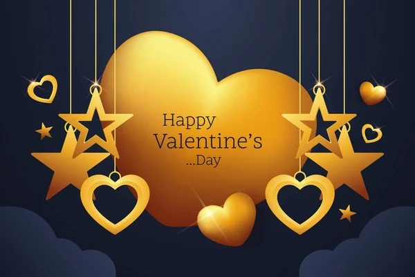 Felice Giorno San Valentino Banner Design Illustrazione Vettoriale — Vettoriale Stock