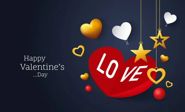 Felice Giorno San Valentino Banner Design Illustrazione Vettoriale — Vettoriale Stock