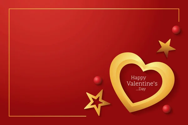 Felice Giorno San Valentino Banner Design Vista Dall Alto Illustrazione — Vettoriale Stock