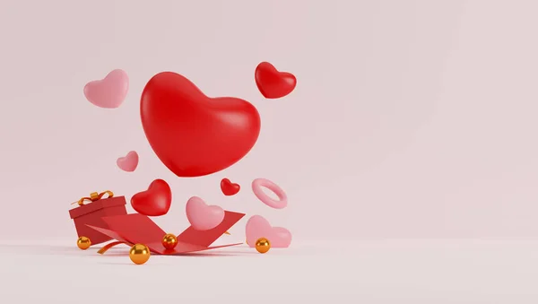 발렌타인데이 모양의 카드로 상자를 기념일 디자인 — 스톡 사진