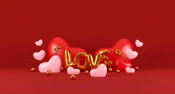 Glücklicher Valentinstag Hintergrund Offene Geschenkschachtel Voller Dekorativer Festartikel Herzförmige Und — Stockfoto