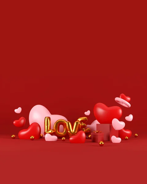 Happy Valentine Day Background Open Gift Box Full Decorative Festive — Stock Photo, Image