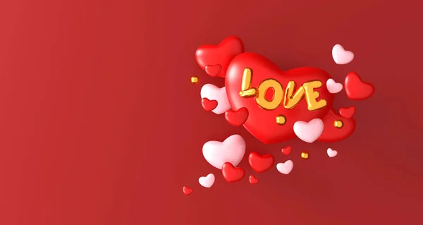 Happy Valentine Day Background Red Gift Box Decorative Festive Object — Fotografia de Stock
