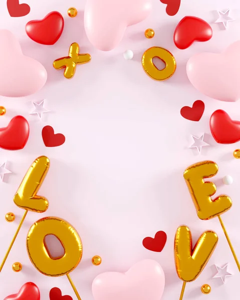 Happy Valentine Day Background Decorative Festive Object Heart Shaped Love — стоковое фото