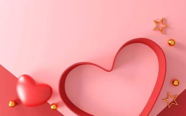 Щасливий День Валентина Фону Декоративний Святковий Єкт Серцеподібна Срібна Зірка — стокове фото