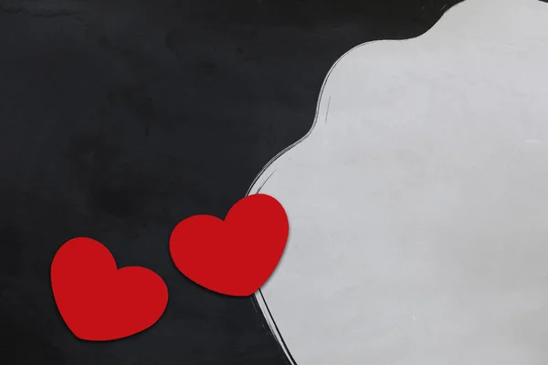 ハッピーバレンタインの日の背景 黒を基調としたハート型のお祝い物 グリーティングカード 休日のバナーデザイン 最上階だ 平置き — ストック写真