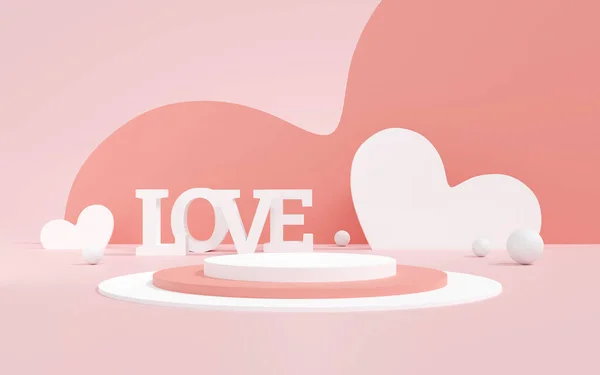 Счастливого Дня Святого Валентина Розовый Фон Минимальный Стиль Представления Продукта — стоковое фото