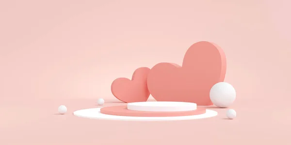 발렌타인데이 컨셉트 프리젠테이션을 랜딩하기 스타일 디스플레이를 추상적 기하학적 모양의 미니멀리즘 — 스톡 사진