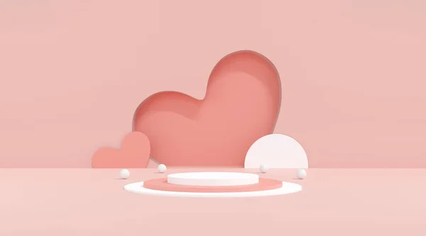 Щасливий День Валентина Концепції Рожевий Фон Мінімальний Стиль Брендингу Презентації — стокове фото