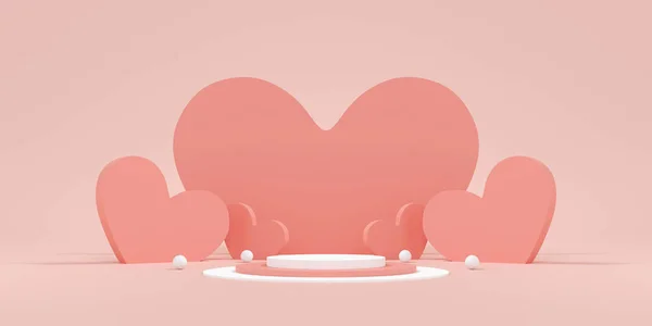 Gelukkig Valentijnsdag Concept Roze Achtergrond Minimale Stijl Voor Branding Productpresentatie — Stockfoto