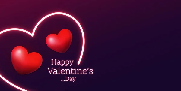 Gelukkige Valentijnsdag Neon Achtergrond Kleur Ontwerp Met Gloeiende Neon Letters — Stockfoto