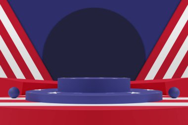  Modern model podyum gösterisi, Amerika Birleşik Devletleri ekran pankartı, afiş reklamı için arka plan, podyum mozaiği, 3D illüstrasyon