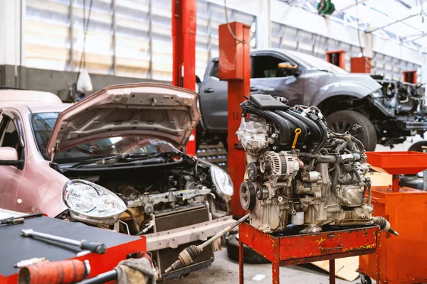 Réparation Automobile Dans Station Service Garage Avec Mise Point Douce — Photo