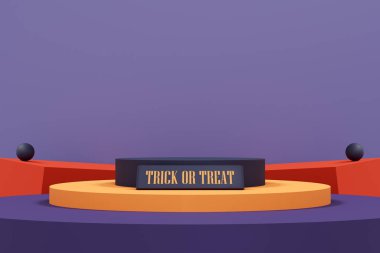 halloween background with podium for product display. geometric podium for product display. 3d illustration