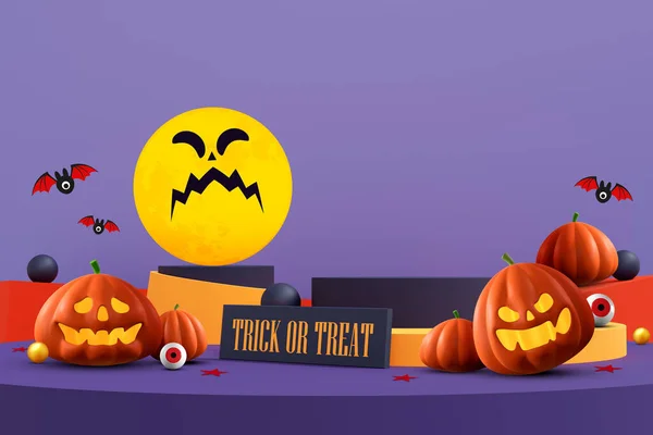 Halloween Background Podium Product Display Geometric Podium Product Display Illustration — Stok fotoğraf