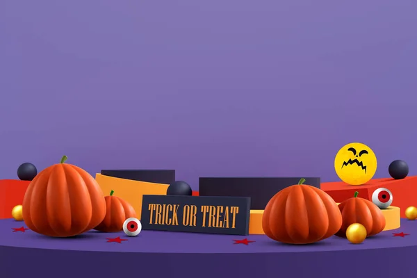 halloween background with podium for product display. geometric podium for product display. 3d illustration