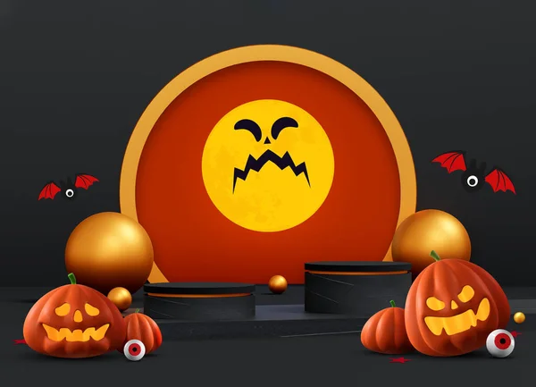 Halloween Background Podium Product Display Geometric Podium Product Display Illustration — Stock fotografie