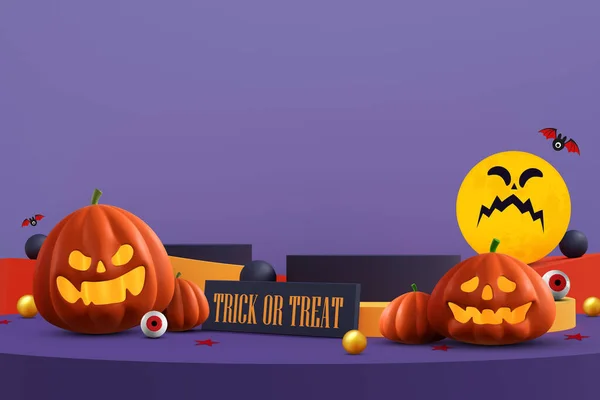 Halloween Background Colorful Podium Stage Red Purple Platform Stage Show — Stock fotografie