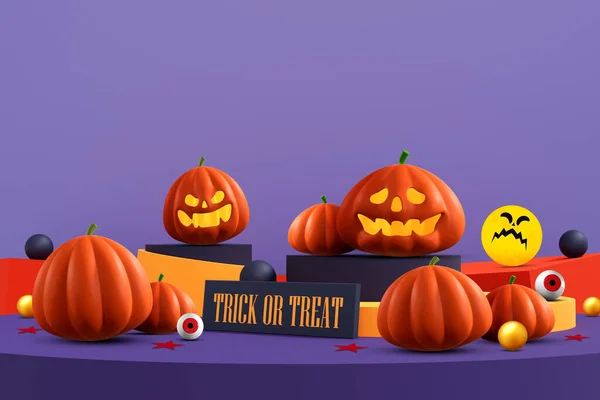 Halloween Hintergrund Buntes Podium Auf Der Bühne Mit Rot Violettem — Stockfoto