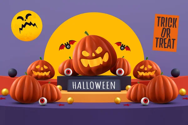 Halloween Background Colorful Podium Stage Red Purple Platform Stage Show — Stok fotoğraf