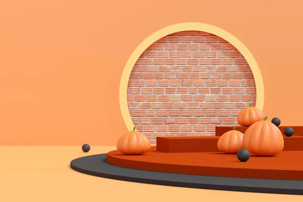 halloween background with podium for product display. geometric podium for product display. 3d illustration