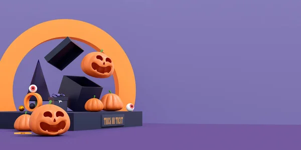 halloween background with podium for product display. geometric podium for product display. 3d illustration