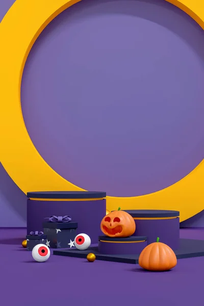 halloween background with podium for product display. geometric podium for product display. 3d illustration