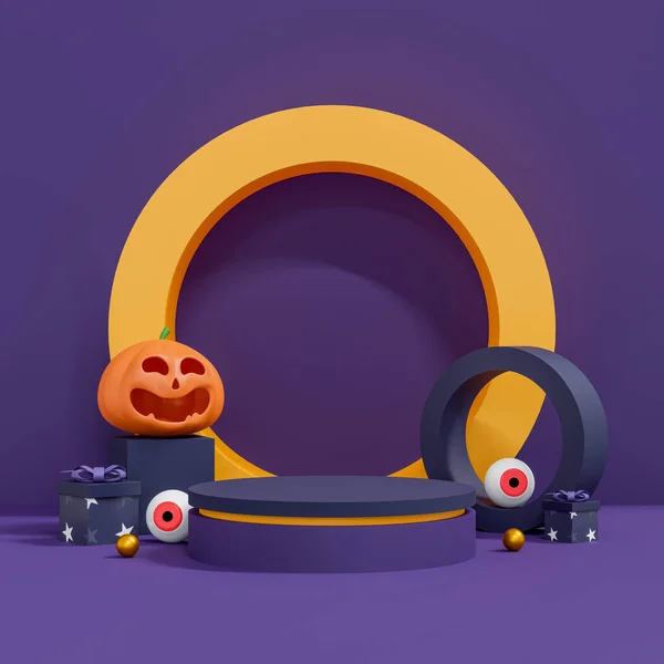 halloween background with podium for product display. geometric podium for product display. 3d illustration