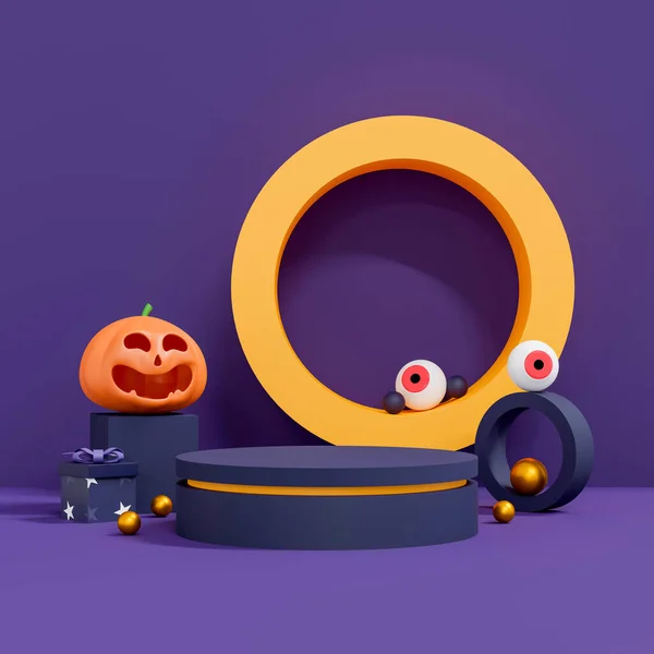 halloween background with podium for product display. geometric podium for product display. 3d illustration