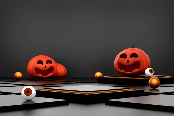 halloween background with podium for product display. geometric podium for product display. 3d illustration