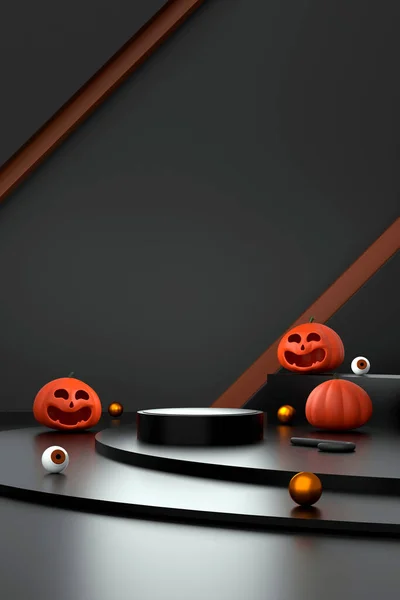 halloween background with podium for product display. geometric podium for product display. 3d illustration