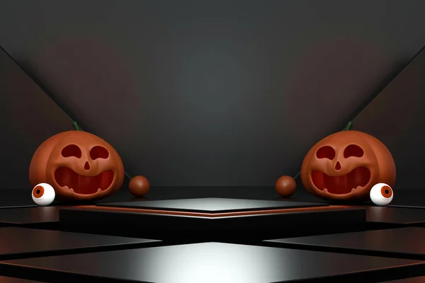Halloween Background Podium Product Display Geometric Podium Product Display Illustration — Stockfoto