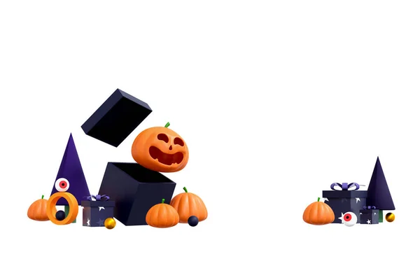 Halloween Pumpor Vit Bakgrund För Gratulationskort Banner Affisch Blogg Artikel — Stockfoto