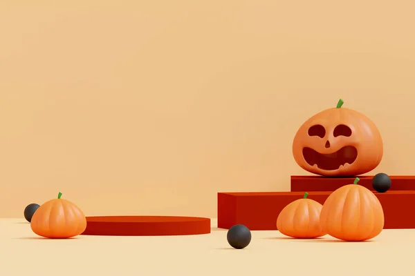 Halloween Hintergrund Buntes Podium Auf Der Bühne Mit Rot Violettem — Stockfoto