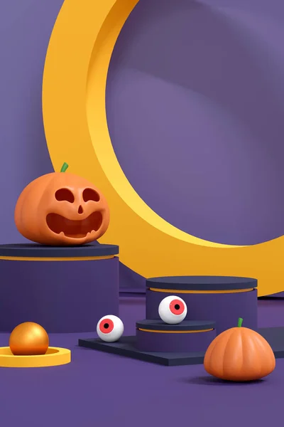 Tło Halloween Kolorowe Podium Scenie Czerwono Fioletową Platformą Etap Aby — Zdjęcie stockowe