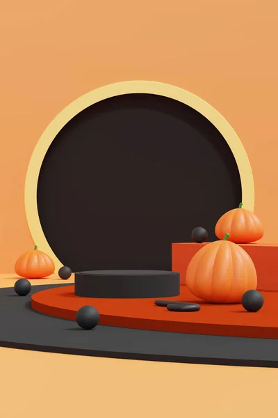 Halloween Achtergrond Kleurrijk Podium Het Podium Met Rood Paars Platform — Stockfoto