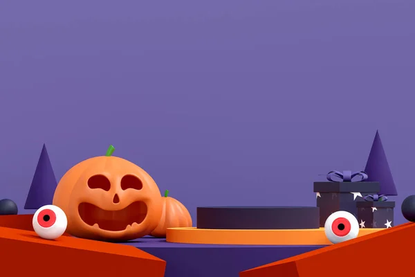 Halloween Background Colorful Podium Stage Red Purple Platform Stage Show — 스톡 사진