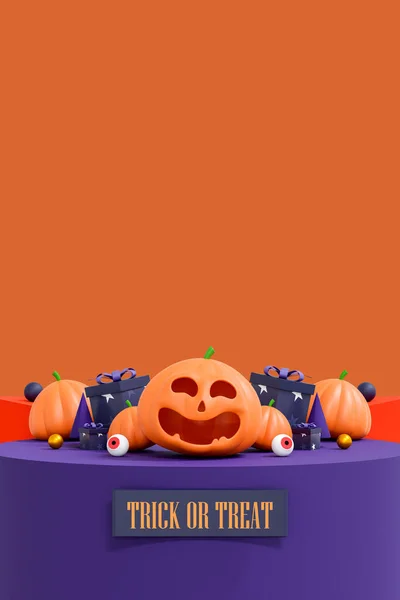 Fondo Halloween Colorido Podio Escenario Con Plataforma Roja Púrpura Etapa — Foto de Stock